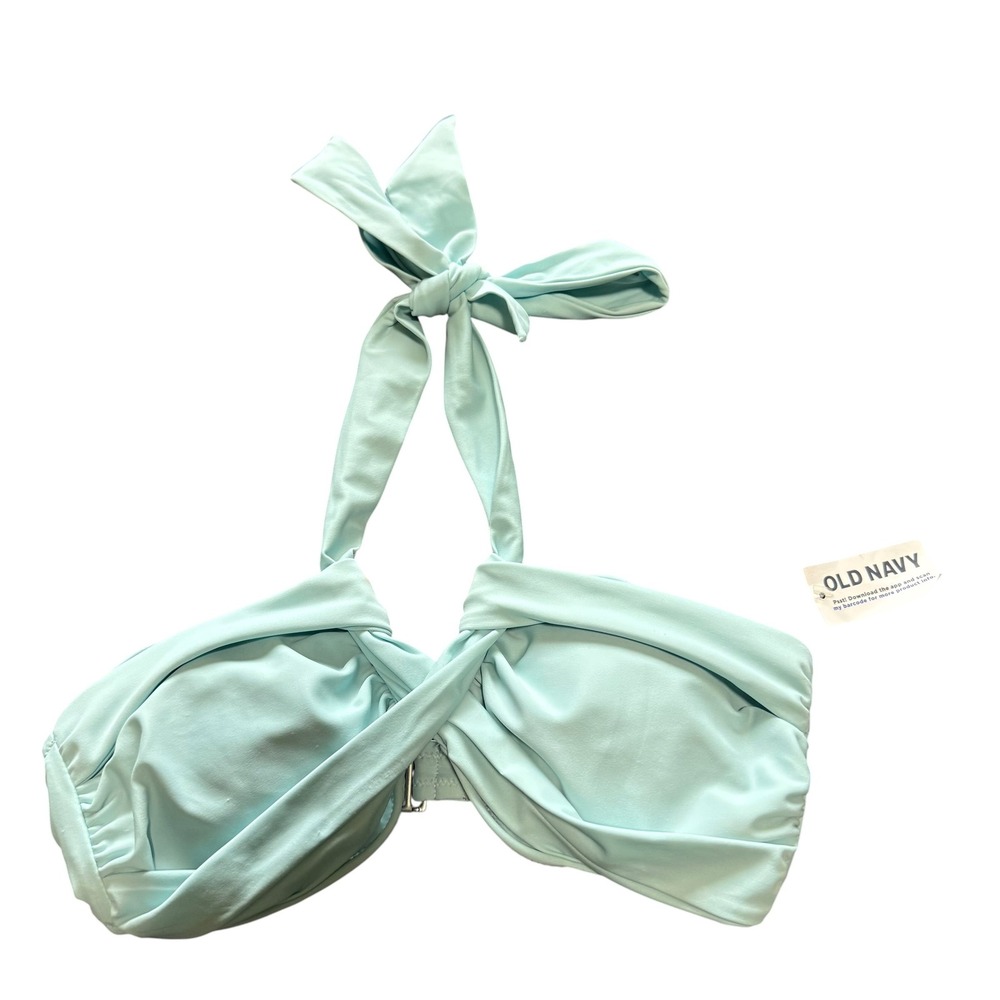 Old Navy Bikini Top Women Medium Mint Green New Twisted Halter Swimwear